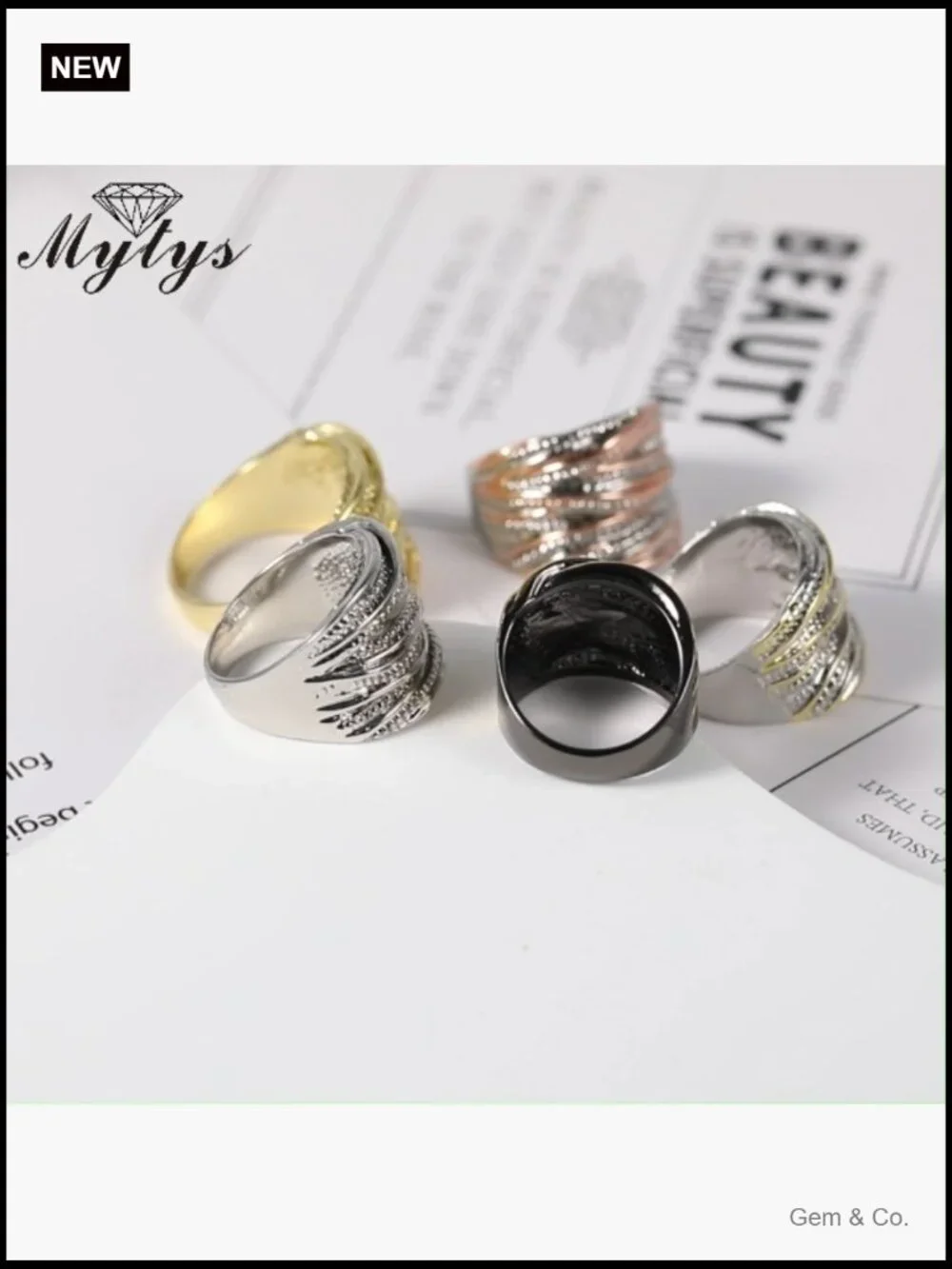 2 Tone Intertwined Crossover Statement Chunky Band Ring Wide Index Finger